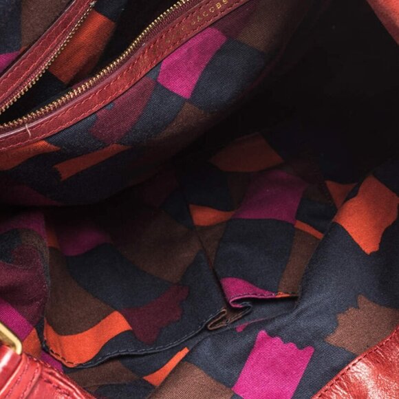 Marc Jacobs Classic Red Persimmon Q Hillier pleated Hobo Bag - Picture 6 of 7